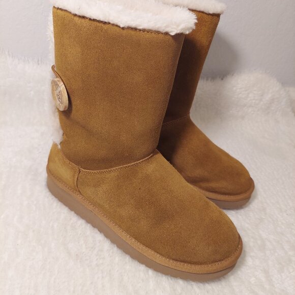 Koolaburra by UGG Women’s Tan Suede Shearling Boots Fur Lined Mid Calf Size 6 - Picture 7 of 9